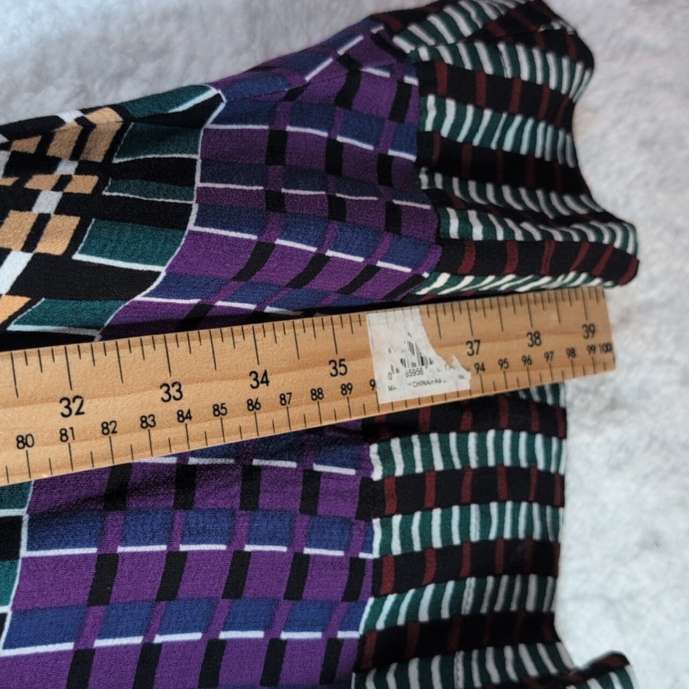 118-Anthropologie Black and Purple‎ Long Sleeve Dress - Picture 6 of 8